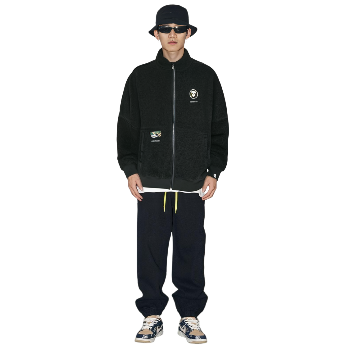 Sizing AAPE FW22 Fleece Ape Face Lettering Zip-Up Sweatshirt Loose Fit AAPSWM3896XXJ