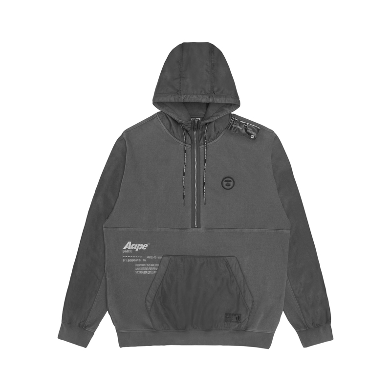 AAPE FW22 Half-Zip Patchwork Drawstring Ape Embroidery Hoodie Unisex AAPSWM3816XXJ