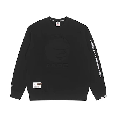 AAPE FW22 Letter Print Embossed Fleece Crewneck Sweatshirt AAPSWM3937XAJ