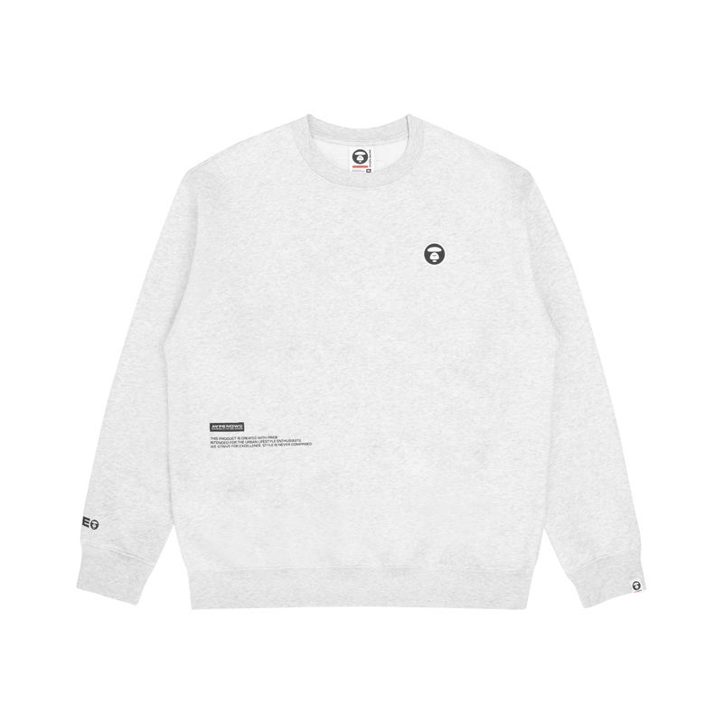 AAPE FW22 Logo Print Ape Badge Loose Fit Crewneck Sweatshirt Men AAPSWM3897XAJ