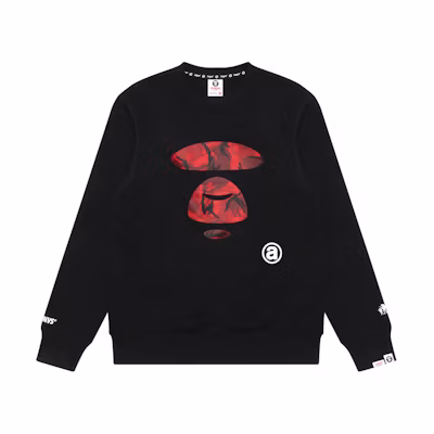 AAPE FW22 Red Camo Ape Logo Print Fleece Pullover Crewneck Sweatshirt Men AAPSWM3975XXJ