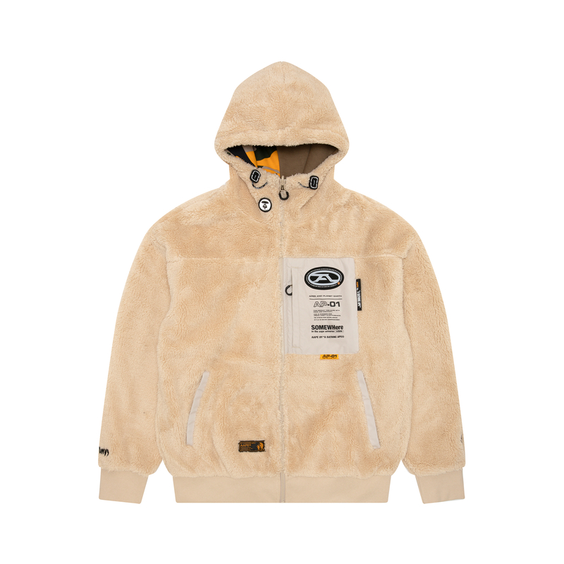 AAPE FW22 Reversible Fleece Camo Patchwork Loose Zip-Up Hoodie AAPSWM3957XXJ