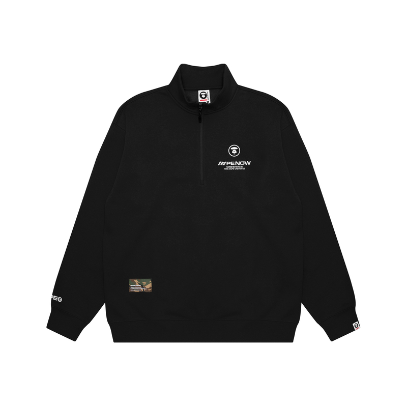 AAPE FW22 Solid Half-Zip Pullover Logo Print Long Sleeve Sweatshirt - Men AAPSWM3899XXJ