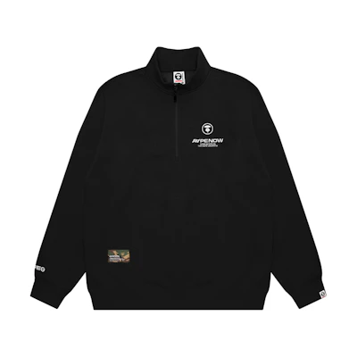 AAPE FW22 Solid Half-Zip Pullover Logo Print Long Sleeve Sweatshirt - Men AAPSWM3899XXJ