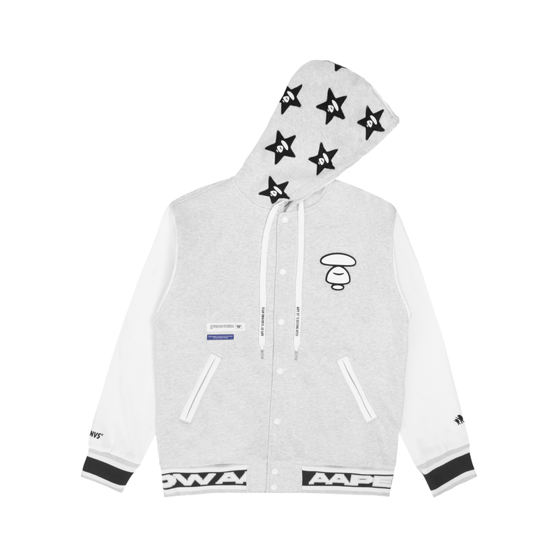 AAPE FW22 Star Ape Logo Print Hoodie White Pullover Fleece AAPSWM3950XAJ