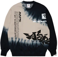 AAPE FW22 Tie-Dye Alien Letter Print Fleece Crewneck Pullover - AAPSWM3932XXJ AAPE FW22 Tie-Dye Alien Letter Print Fleece Crewneck Pullover - AAPSWM3932XXJ