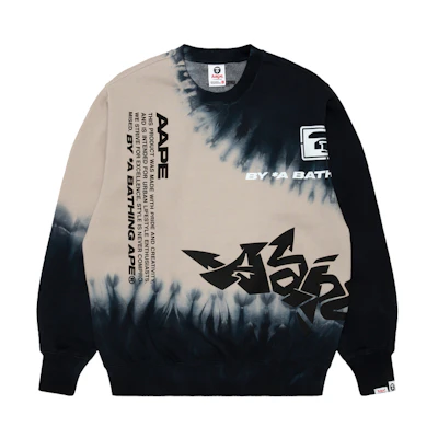 AAPE FW22 Tie-Dye Alien Letter Print Fleece Crewneck Pullover - AAPSWM3932XXJ