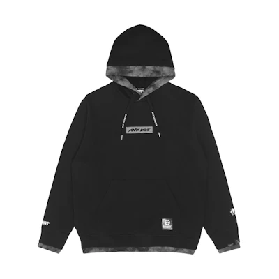 AAPE FW22 Tie-Dye Patchwork Pullover Hoodie Black AAPSWM3947XXJ