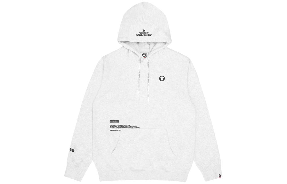 AAPE FW22 White Letter Print Drawstring Hoodie AAPSWM3885XAJ