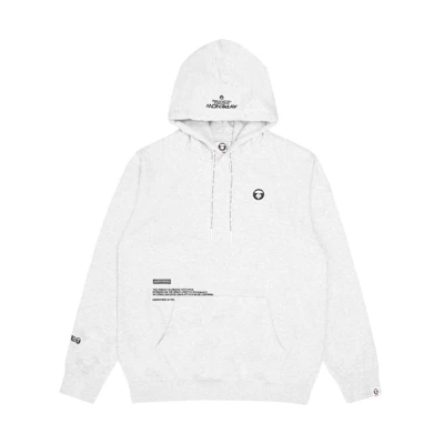 AAPE FW22 White Letter Print Drawstring Hoodie AAPSWM3885XAJ