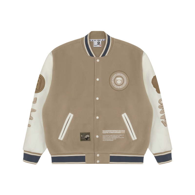 Aape FW23  Ape Badge Embroidered Velvet Relaxed Baseball Jacket AAPSWMA369XXL