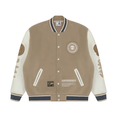 Aape FW23 Ape Badge Embroidered Velvet Relaxed Baseball Jacket AAPSWMA369XXL