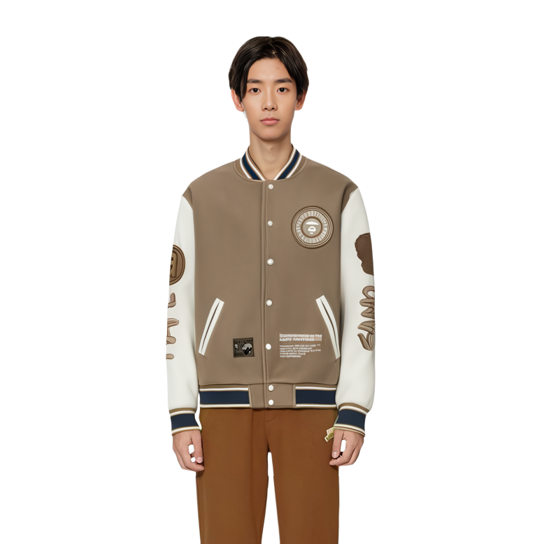 Details for 아페 FW23 배지 자수 벨벳 릴렉스드 야구 재킷 AAPSWMA369XXL