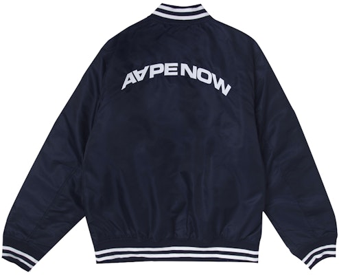 Aape FW23 에이프 페이스 로고 레터 프린트 야구 재킷. AAPJKM7597XXL 1