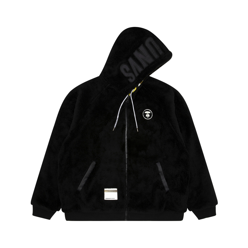 Order Aape FW23 블랙 리버시블 플러시 에이프 로고 후디. AAPSWMA370XXL