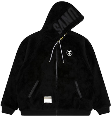 Aape FW23 블랙 리버시블 플러시 에이프 로고 후디. AAPSWMA370XXL Order Aape FW23 블랙 리버시블 플러시 에이프 로고 후디. AAPSWMA370XXL