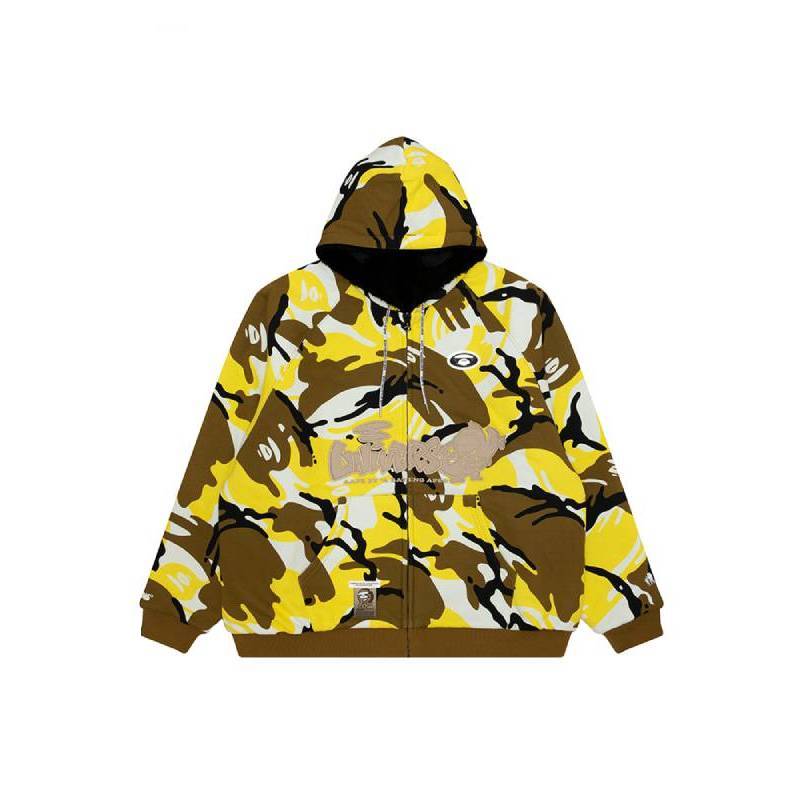 Shop Aape FW23 블랙 리버시블 플러시 에이프 로고 후디. AAPSWMA370XXL