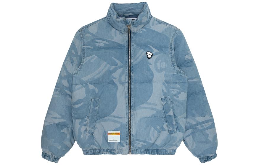 Order Aape FW23 Jaket Denim Longgar Corak Camo dengan Lencana. AAPDNM7606XXL