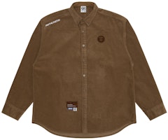 Aape FW23 Corduroy Long Sleeve Shirt with Ape Face Badge Embroidery. AAPSTM8463XXL Aape FW23 Corduroy Long Sleeve Shirt with Ape Face Badge Embroidery. AAPSTM8463XXL