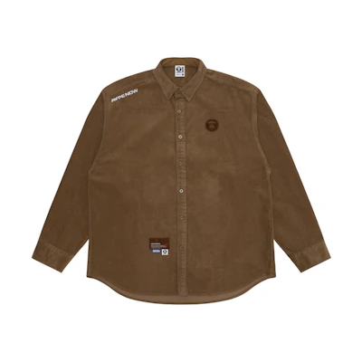 Aape FW23 Corduroy Long Sleeve Shirt with Ape Face Badge Embroidery. AAPSTM8463XXL
