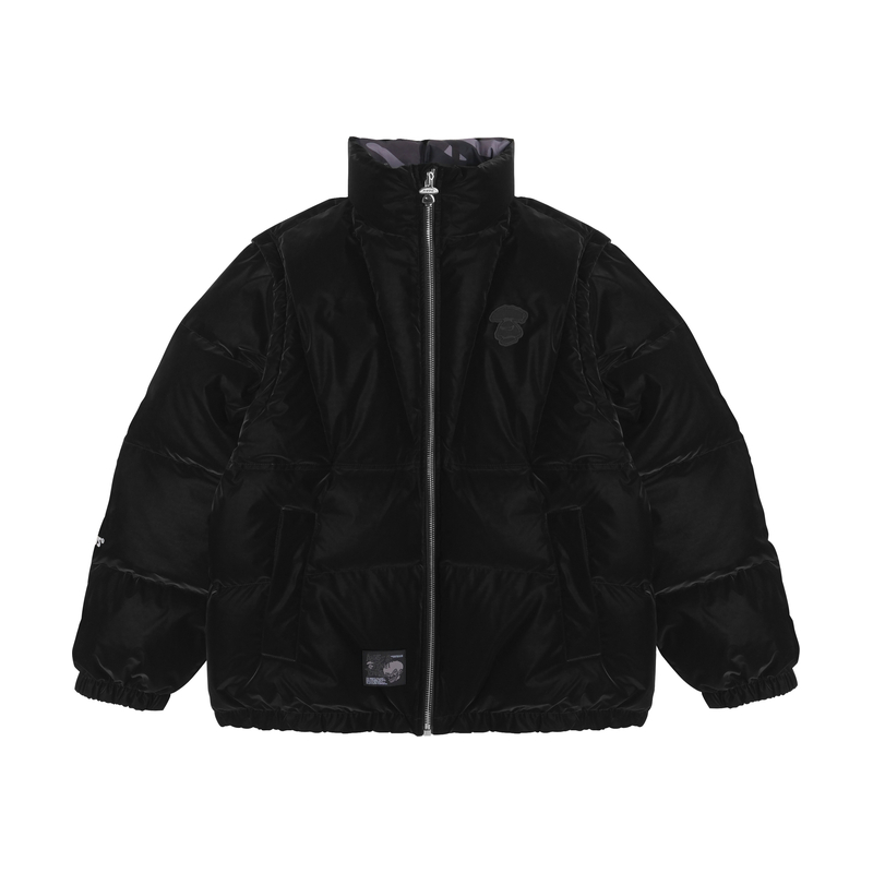 Details for Aape Jaket Down Detach Monokrom FW23 dengan Lencana Wajah Ape. AAPDNM7603XXL