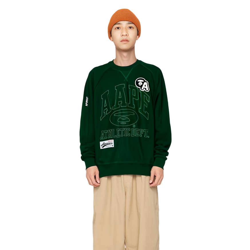 Cheap Sudadera Aape FW23 Ajuste Suelto Bordada Crewneck. AAPSWMA347XXL