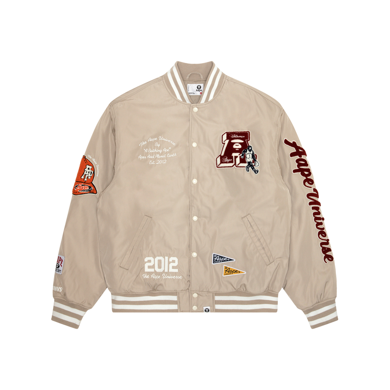 Aape FW23  Relaxed Fit Embroidered Ape Logo Varsity Jacket Long Sleeve. AAPJKM7608XXL