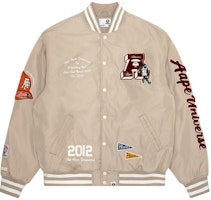 Aape FW23 Relaxed Fit Embroidered Ape Logo Varsity Jacket Long Sleeve. AAPJKM7608XXL Aape FW23 Relaxed Fit Embroidered Ape Logo Varsity Jacket Long Sleeve. AAPJKM7608XXL