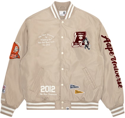 Aape FW23 릴랙스 핏 엠브로이더리 에이프 로고 바시티 재킷 롱 슬리브. AAPJKM7608XXL Buy Aape FW23 릴랙스 핏 엠브로이더리 에이프 로고 바시티 재킷 롱 슬리브. AAPJKM7608XXL