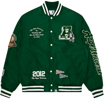 Aape FW23 릴랙스 핏 엠브로이더리 에이프 로고 바시티 재킷 롱 슬리브. AAPJKM7608XXL Order Aape FW23 릴랙스 핏 엠브로이더리 에이프 로고 바시티 재킷 롱 슬리브. AAPJKM7608XXL