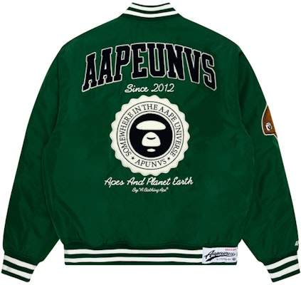 Aape FW23 릴랙스 핏 엠브로이더리 에이프 로고 바시티 재킷 롱 슬리브. AAPJKM7608XXL Lookbook Aape FW23 릴랙스 핏 엠브로이더리 에이프 로고 바시티 재킷 롱 슬리브. AAPJKM7608XXL