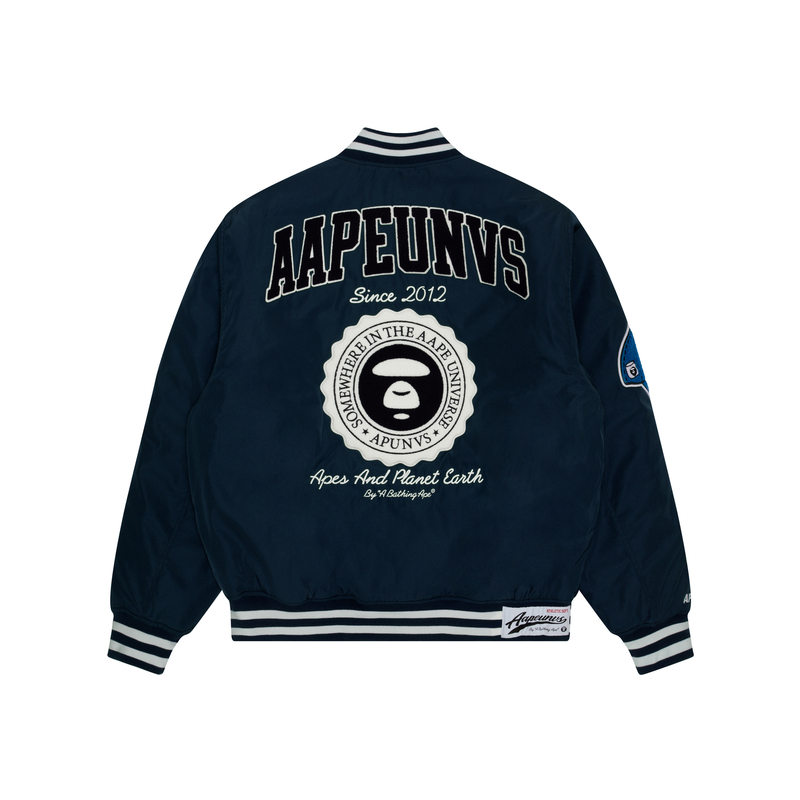 Cheap Aape FW23 릴랙스 핏 엠브로이더리 에이프 로고 바시티 재킷 롱 슬리브. AAPJKM7608XXL