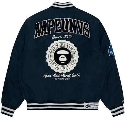 Aape FW23 릴랙스 핏 엠브로이더리 에이프 로고 바시티 재킷 롱 슬리브. AAPJKM7608XXL Cheap Aape FW23 릴랙스 핏 엠브로이더리 에이프 로고 바시티 재킷 롱 슬리브. AAPJKM7608XXL