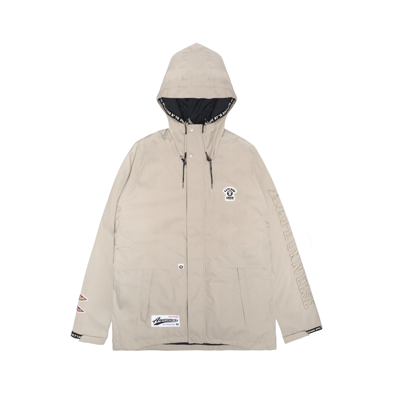 Shop Aape FW23 릴랙스 핏 후드 퍼퍼 재킷 에이프 페이스 배지. AAPDNM7627XXL