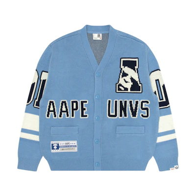 Aape FW23 Vintage V-Neck Knit Sweater with Ape Face Logo. AAPKNM3998XXL