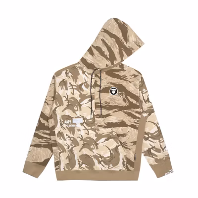 AAPE FW23 All-Over Print Patchwork Hoodie Khaki Color AAPSWM3823XAH-1