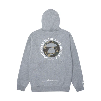 AAPE FW23 Ape Face Logo Graphic Hoodie Mens Gray AAPSWMA327XAL