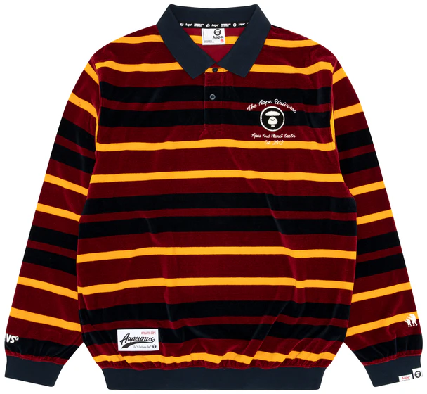 aape-fw-23-ape-logo-patch-striped-polo-long-sleeve-sweatshirt-brown-red-mens-aapswma-359-xxl