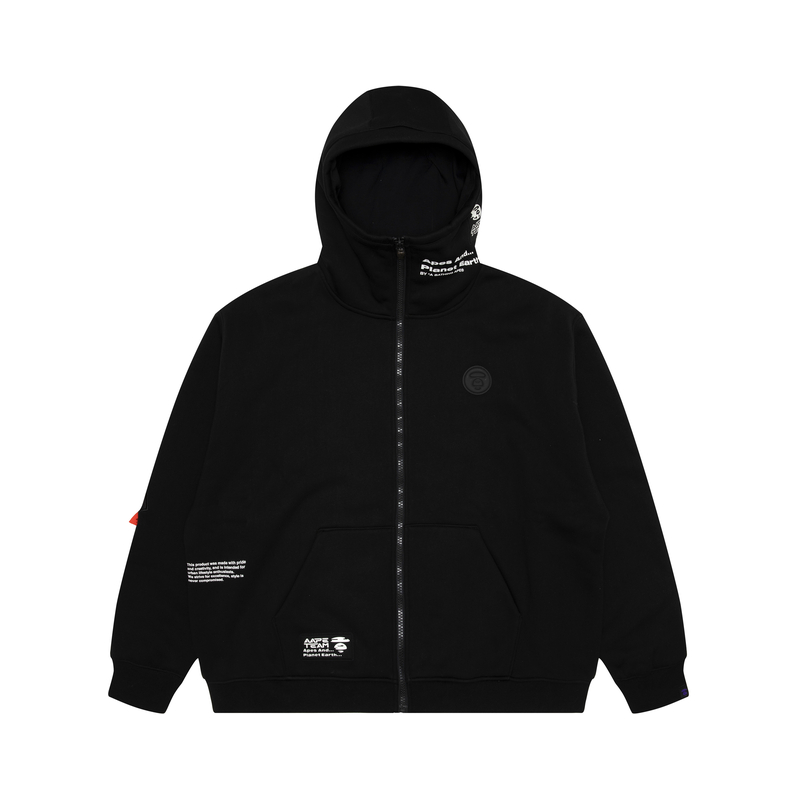AAPE FW23 Ape Logo Print Zip Hoodie Black Loose Fit AAPSWMA365XXL