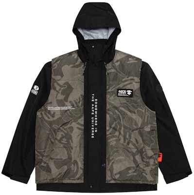 Aape FW23 브라운 탈부착 패딩 후드 자켓 세트 레터 프린트 AAPJKM7612XAL Order Aape FW23 브라운 탈부착 패딩 후드 자켓 세트 레터 프린트 AAPJKM7612XAL