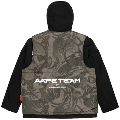 Aape FW23 브라운 탈부착 패딩 후드 자켓 세트 레터 프린트 AAPJKM7612XAL Lookbook Aape FW23 브라운 탈부착 패딩 후드 자켓 세트 레터 프린트 AAPJKM7612XAL