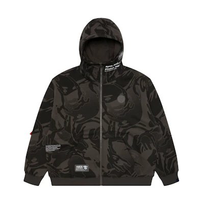 AAPE FW23 Camo Ape Logo Zip-Up Hoodie Brown Relaxed Fit Sweatshirt AAPSWMA365XAL