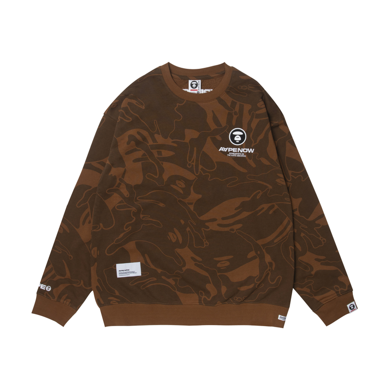 Shop AAPE FW23 Crewneck Sweatshirt Ape Logo Camo Letter Embroidery AAPSWMA305XXL