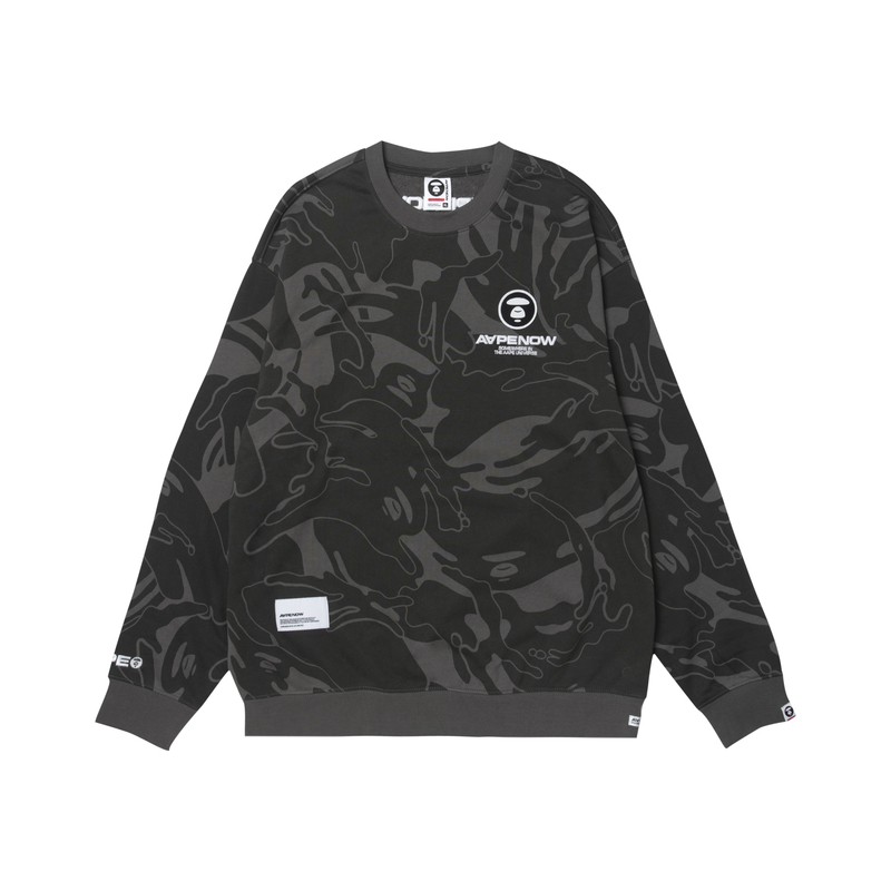 Details for AAPE FW23 Crewneck Sweatshirt Ape Logo Camo Letter Embroidery AAPSWMA305XXL