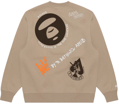 AAPE FW23 Crewneck Sweatshirt with Ape Face Graphic and Letter Print AAPSWMA321XXL Order AAPE FW23 Crewneck Sweatshirt with Ape Face Graphic and Letter Print AAPSWMA321XXL