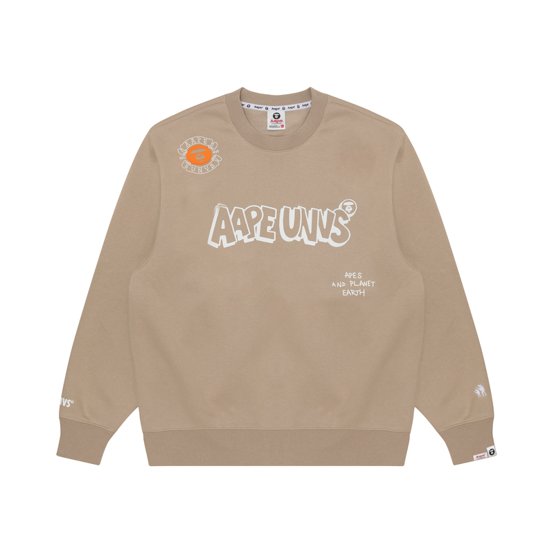 Lookbook AAPE FW23 Crewneck Sweatshirt with Ape Face Graphic and Letter Print AAPSWMA321XXL