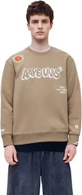 AAPE FW23 Crewneck Sweatshirt with Ape Face Graphic and Letter Print AAPSWMA321XXL Shop AAPE FW23 Crewneck Sweatshirt with Ape Face Graphic and Letter Print AAPSWMA321XXL