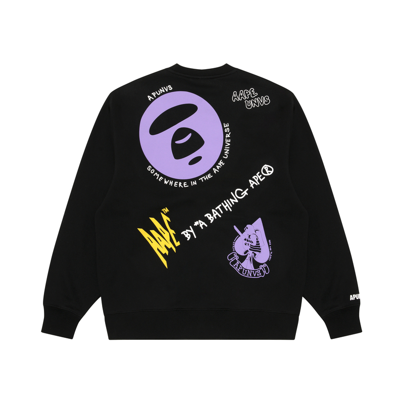 Purchase AAPE FW23 Crewneck Sweatshirt with Ape Face Graphic and Letter Print AAPSWMA321XXL