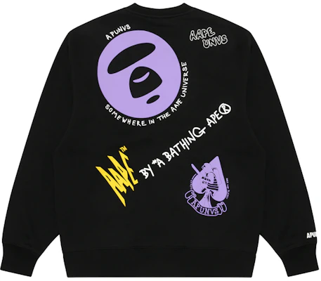 AAPE FW23 Crewneck Sweatshirt with Ape Face Graphic and Letter Print AAPSWMA321XXL Purchase AAPE FW23 Crewneck Sweatshirt with Ape Face Graphic and Letter Print AAPSWMA321XXL