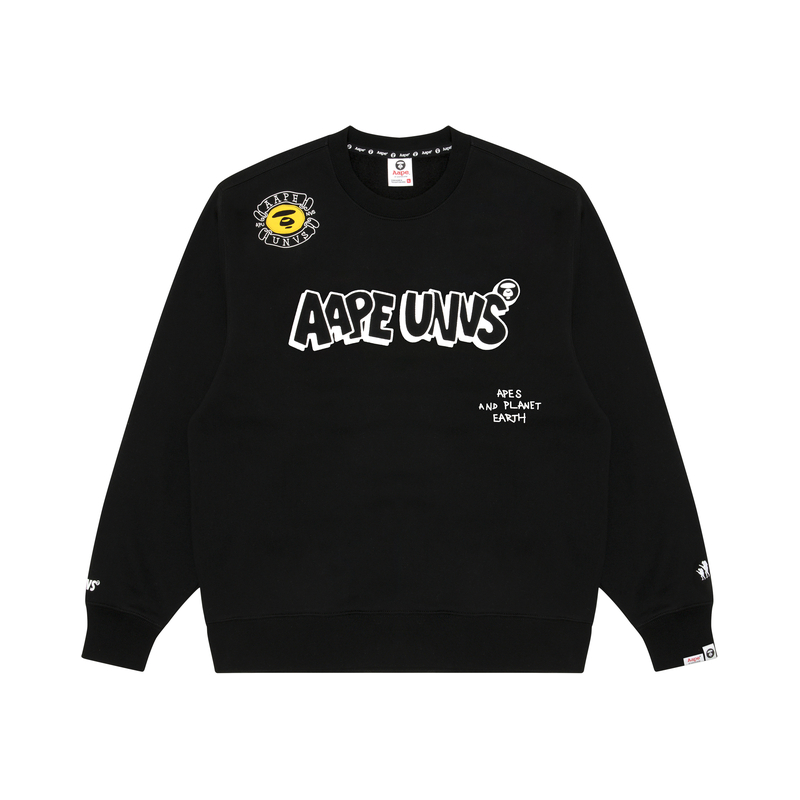 Details for AAPE FW23 Crewneck Sweatshirt with Ape Face Graphic and Letter Print AAPSWMA321XXL